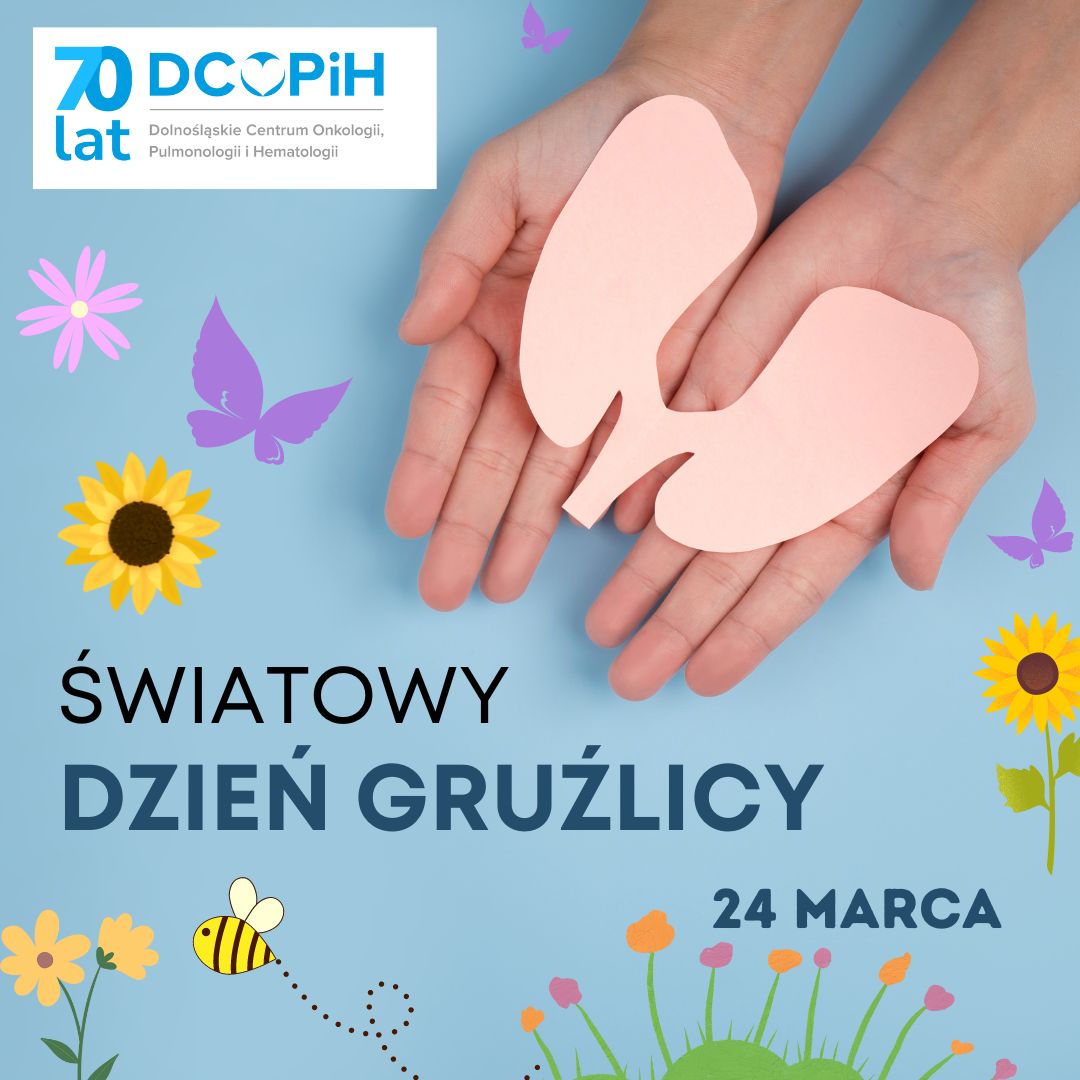 plakat światowego dnia gruźlicy: dwie dłonie trzymają płuca